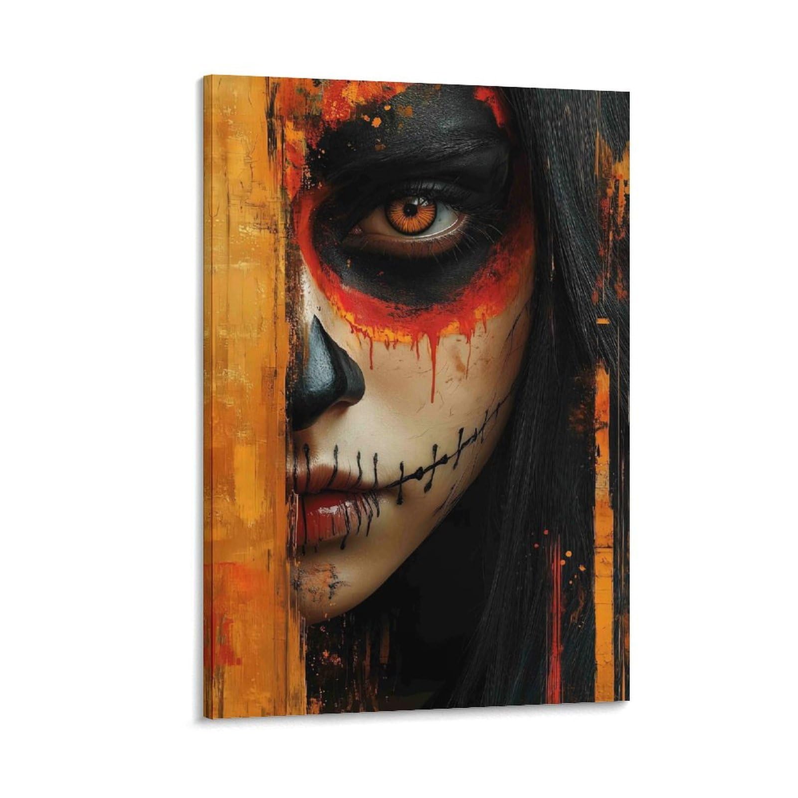 DHBANEIOK Day of Dead Art Poster Artwork Canvas Prints Picture Modern Canvas Wall Art Picture Wall Hanging for Dining Room Kitchen Home Office Decor 20x30inch(50x75cm)