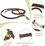 LWBMG Multifunctional Dog Leash 8ft,Strong and Soft Leather Dog Leash Adjustable, Hands Free,Crossbody, Double Dog Leash, for Service Dogs, Large Dogs, Medium Dogs and Small Dogs
