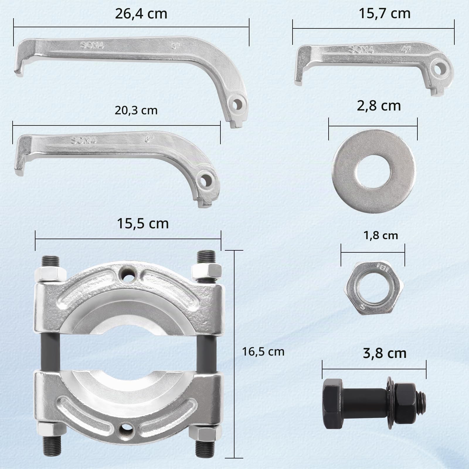 Hydraulischer Abzieher Satz 2-armig und 3-armig, 22-TLG. 10 Tonnen Abziehkraft, Zahnradzieher Entfernen Lagertrenner