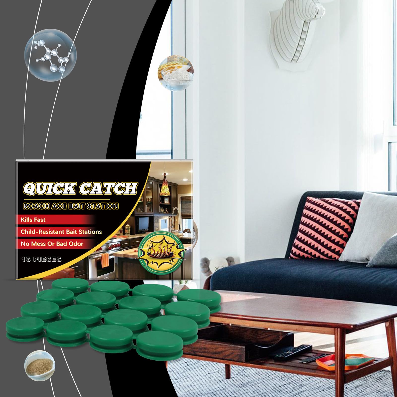 Cockroach Traps, Powerful Professional Cockroach Trap, for Roaches Bug Traps with Roach Bait Traps Indoor Long Lasting Non-Toxic Children and Pet Friendly (C, 16)