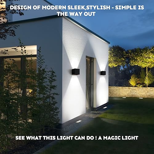 Miniatura 4 de Lámpara de pared para exteriores de 20 W, moderna e impermeable de 6500 K, luz de porche ajustable hacia arriba y hacia abajo, paquete de 2 -