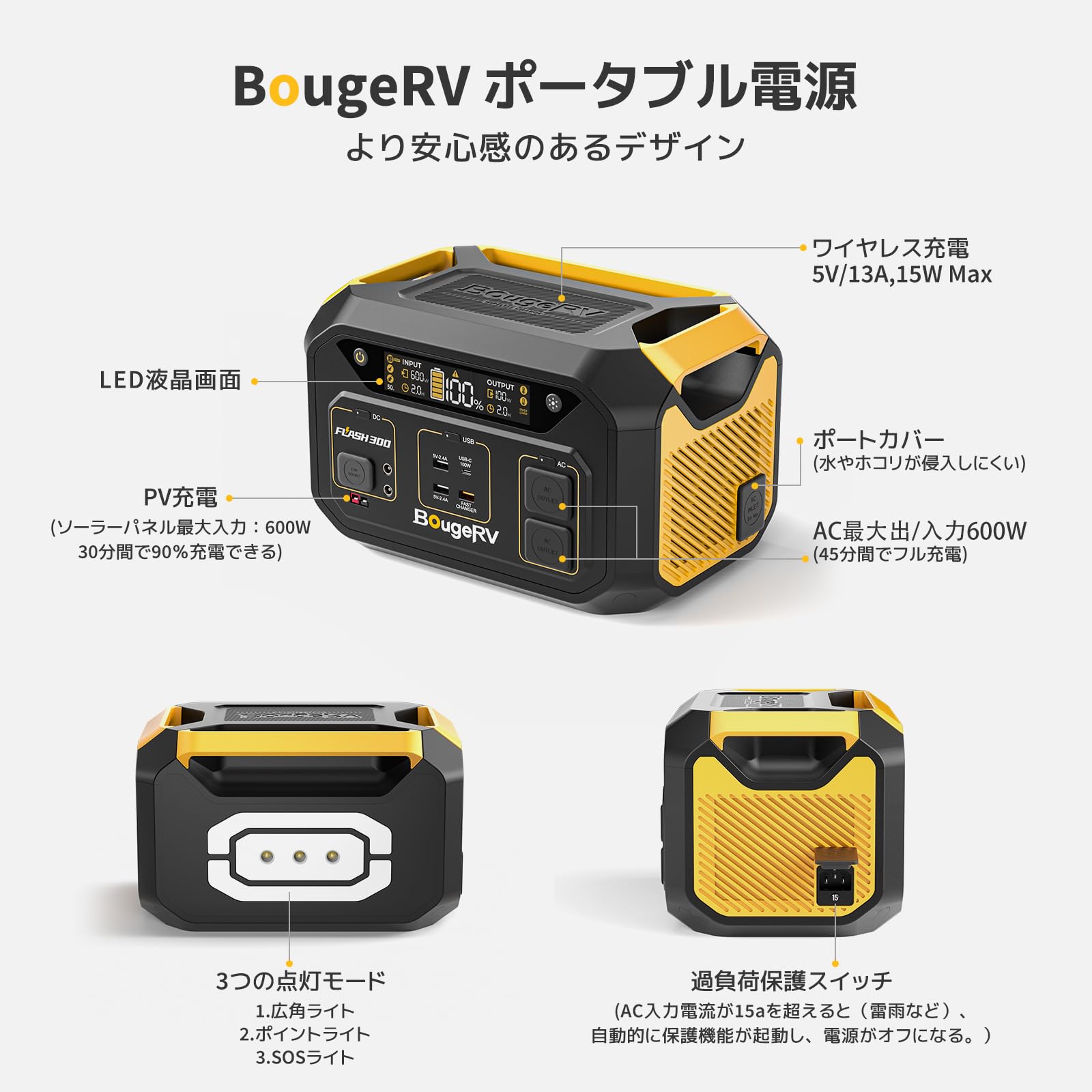 Amazon.co.jp: BougeRV ポータブル電源 大容量 ポータブルバッテリー