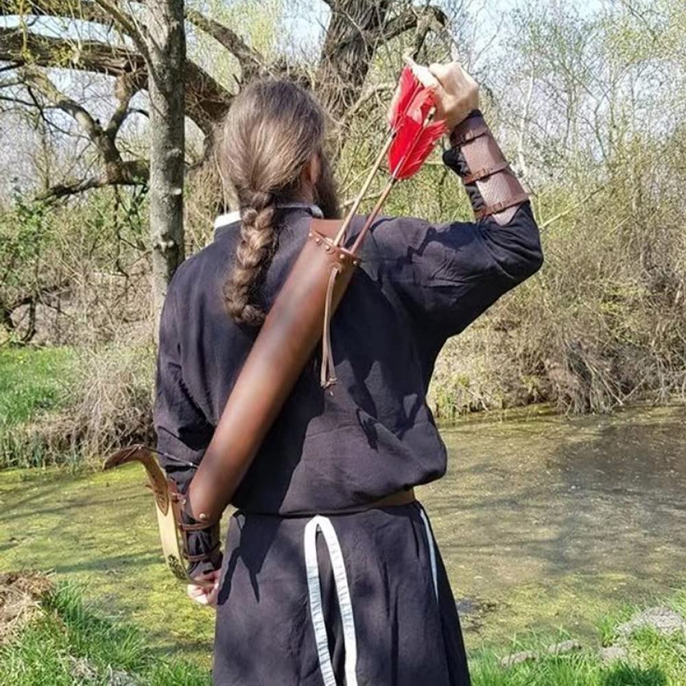 UUK Retro Arrow Quiver Holder Medieval Knight PU Leather Arrow Quiver Bag Outdoor Shooting Bow Archery Accessories for Men Women,Brown