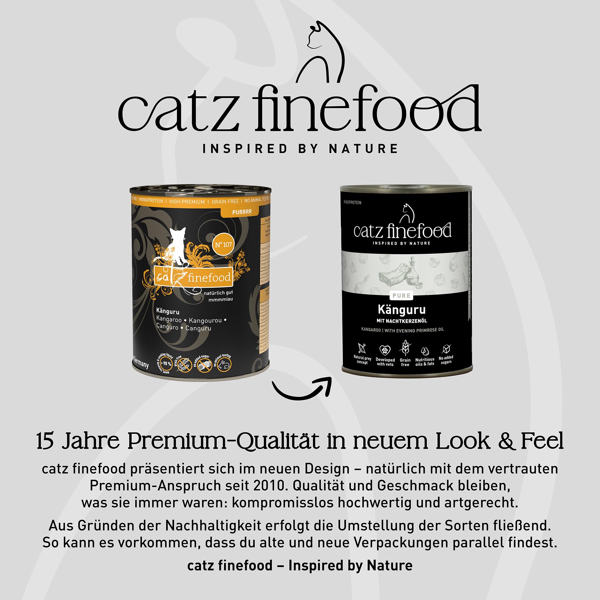 catz finefood Purrrr kangur monoproteina karma dla kotów mokra nr 107, dla kotów wrażliwych na odżywianie, 70% zawartości mięsa, puszka 6 x 400 g