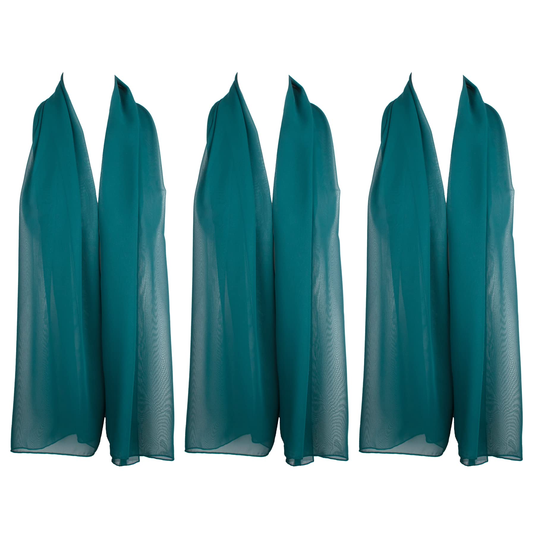 Hat To Socks Chiffon Scarf Sheer Wrap for Women Pack of 3 (Teal)