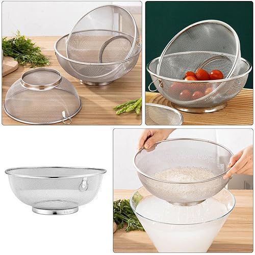 Miniatura 7 de Stainless Steel Mesh Colander Kitchen Fine Mesh Strainer Bowl Straining Screen Basket Drainer Sieve Sifters for Rice Pasta Noodles Vegetables Fruits
