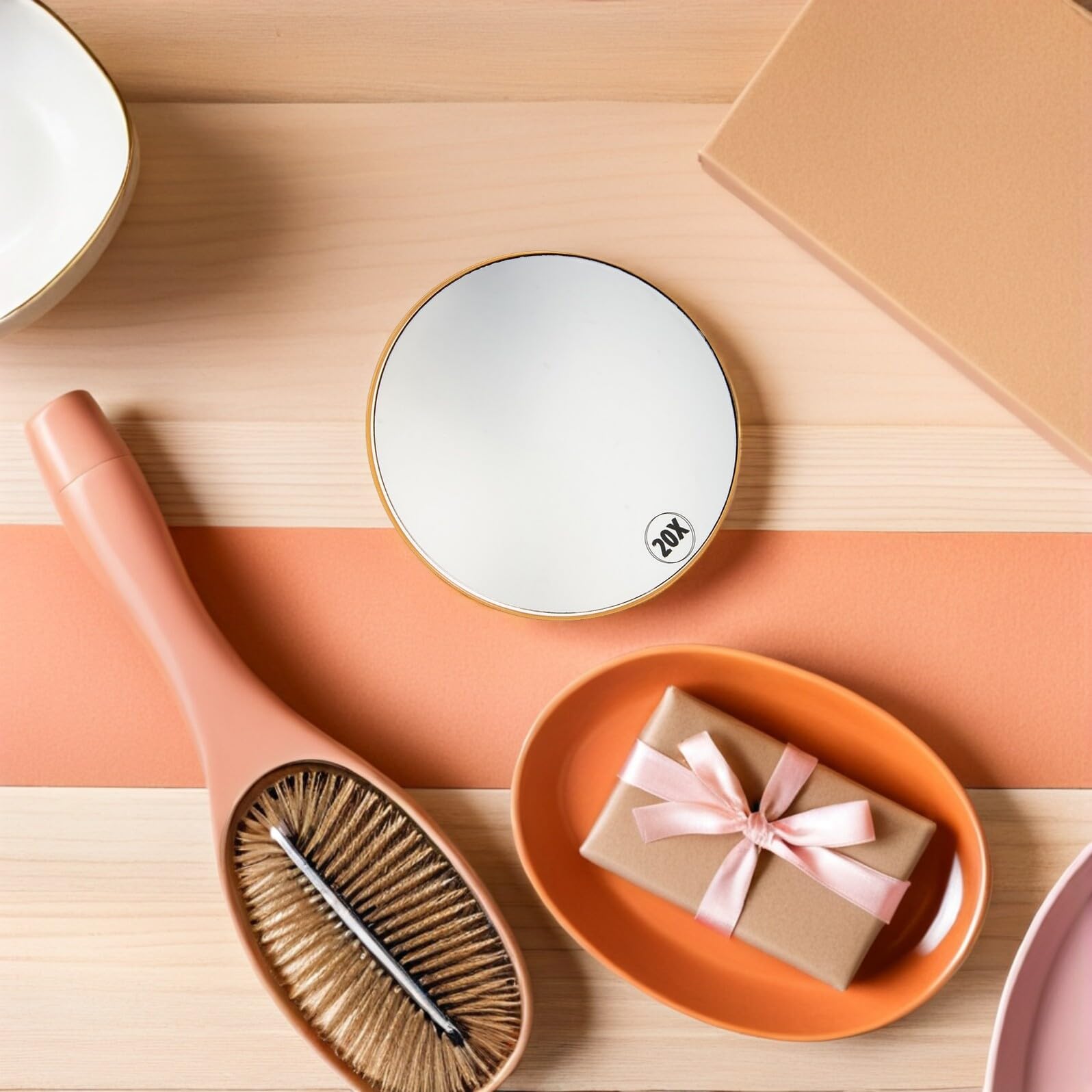 2 Piezas Espejo de Maquillaje Portátil con Ventosa Aumento para Baño y Viaje Diseño Ligero y Desmontable Instalación Fácil sin Daños Superficies para Cuidado Preciso y Uso