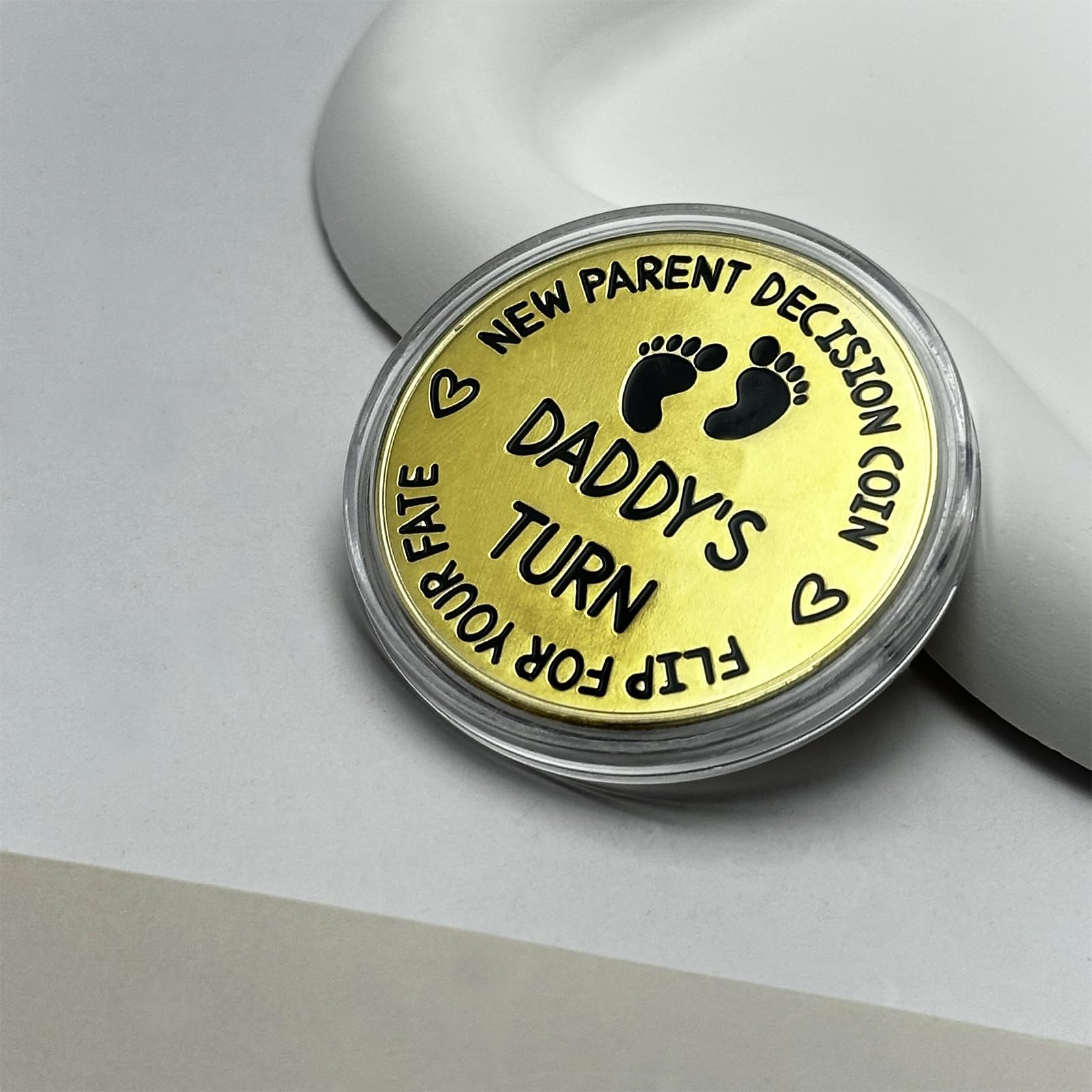 Divertente regalo per bambini, moneta decisionale per papà e mamma, regalo per la gravidanza per la prima volta, annuncio di baby shower, regalo per la festa del papà (doppio lato, oro)