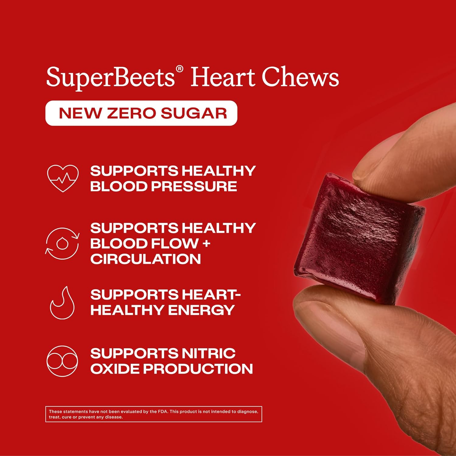 Humann SuperBeets Heart Chews Zero Sugar, Nitric Oxide and Blood Pressure Support, Grape Seed Extract & Non-GMO Beet Root Powder Energy Supplement, Pomegranate Berry Flavor, 60 Count - Image 3