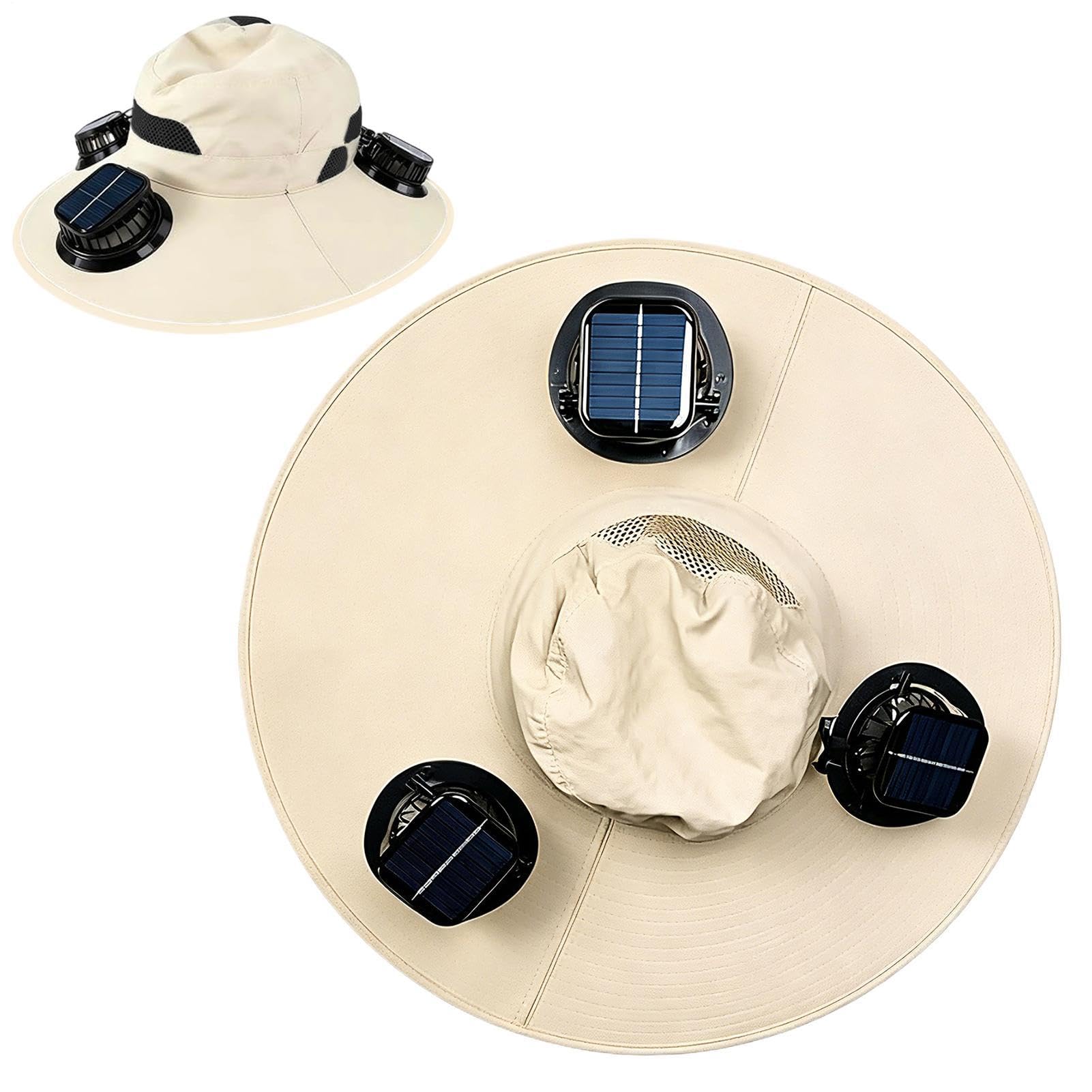 Cappello a ventaglio solare con 3 ventole, cappello da sole a tesa larga |