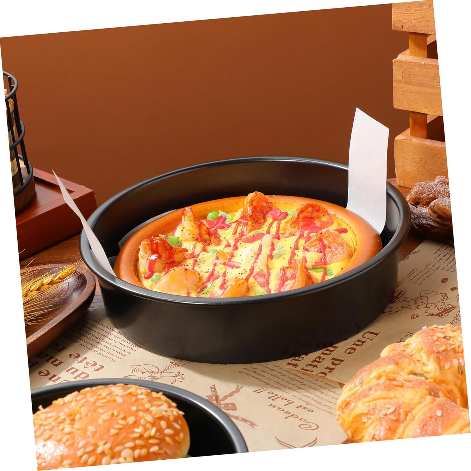 Cabilock 3 Pcs Deep Round Baking Pans Nonstick Cake Molds with Parchment Papers for Layered Cakes Baking Supplies