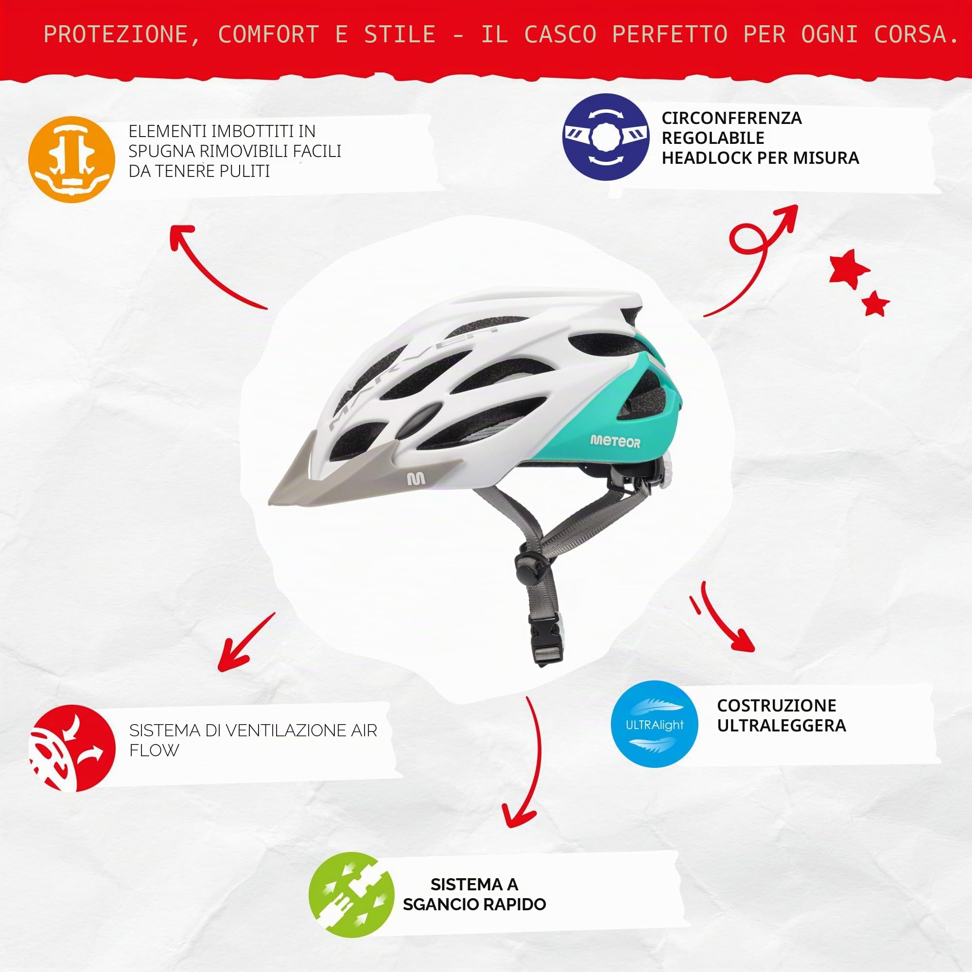 Casco Bici per Giovani e Adulti - Donna e Uomo - Caschi Perfetto per Downhill Enduro MTB - Helmet per Tutte Le Forme di attività in Bicicletta - Marven