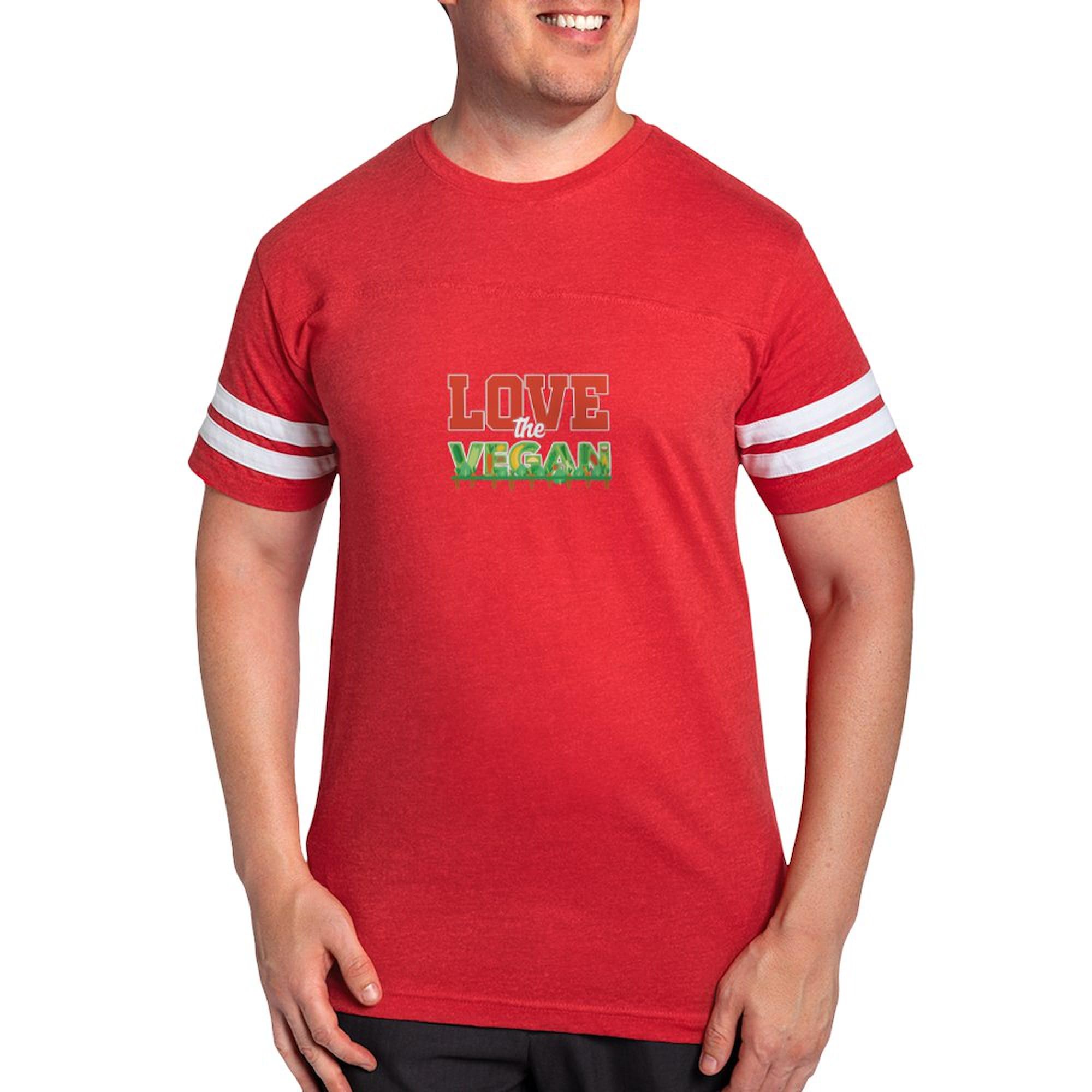 CafePress Love Vegan Vegetarian Veganism Wellness He T Shirt Men's Football T-Shirt Red