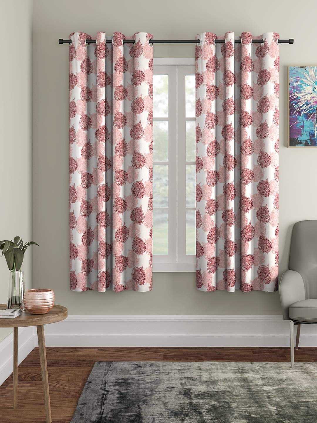 Cortina 2 Piece Panel Eyelet Polyester Curtains - Group 2 (Maroon, 5 Feet)