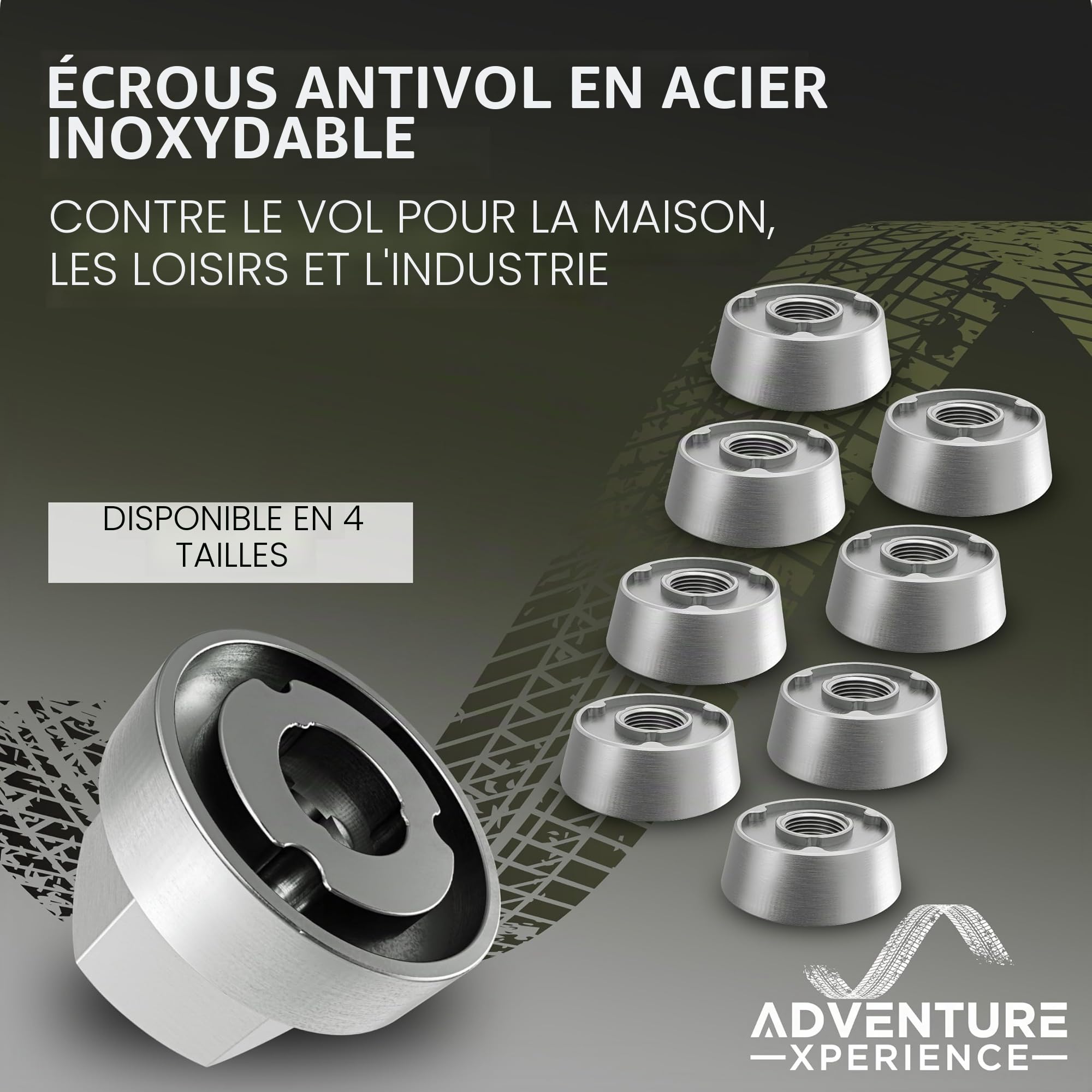 8+1 Écrous antivol Écrous de sécurité anti-vol M8 en acier inoxydable (M8, 8 écrous 1 noix)