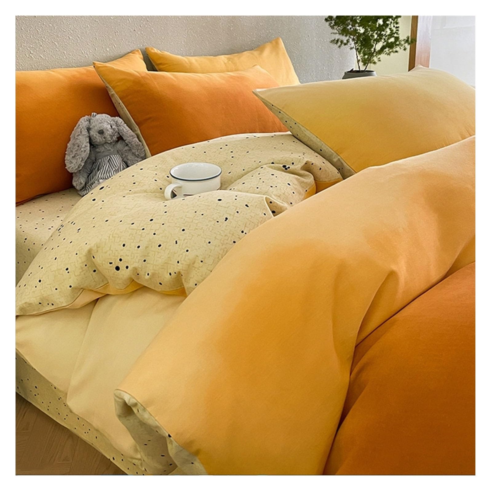 Housse de couette en coton orange pour une chambre chaleureuse