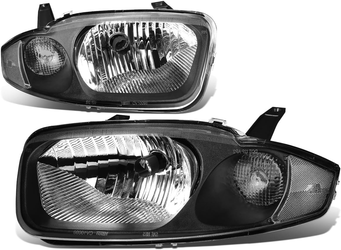 Pair of Black Housing Clear Corner Headlight Lamps