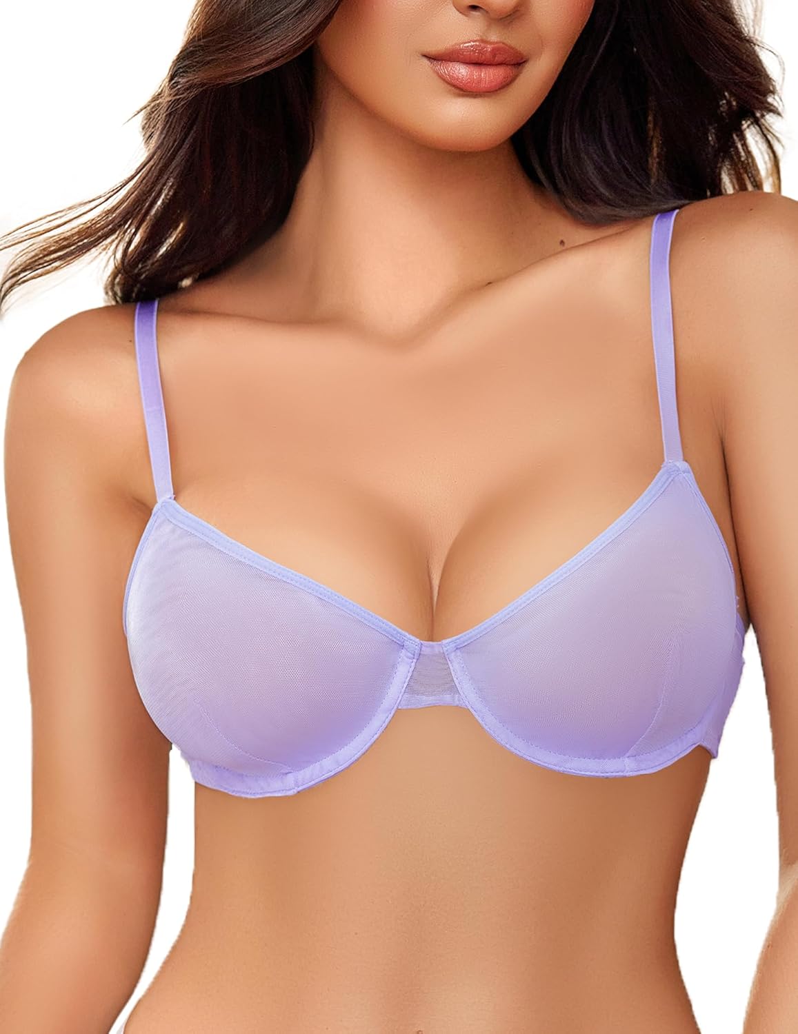 Avidlove Women Sexy Bra Sheer Mesh Unlined Underwire Bra See Throuh Support Everyday Bra