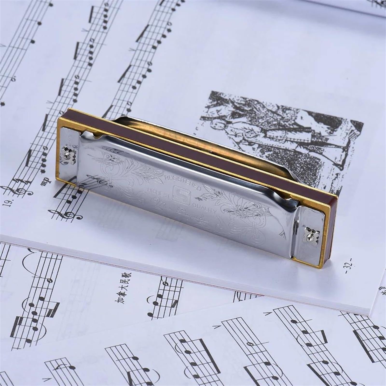 Instrument Harmonijkowy Blues Harmonica Standardowa Klucz 10-Otworowy 20 Tonów Diatoniczna Blues Gaita Harmonica(F Key)