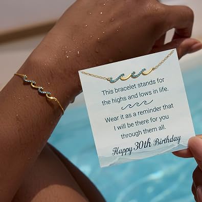 STORYJEWELLERY Birthday Gifts for Women, Wave Bracelet for Women