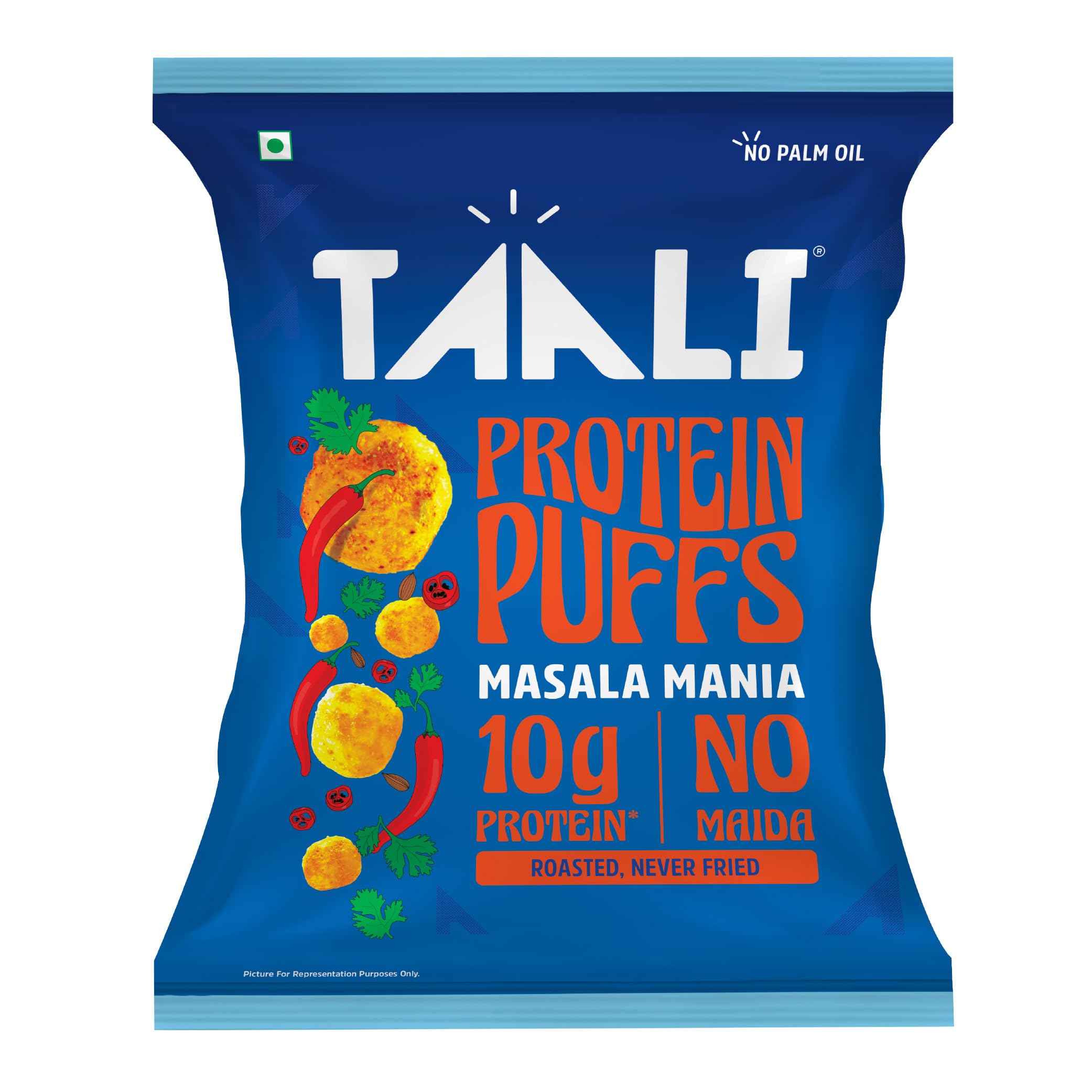 Taali Protein Puffs | Masala Puff, Roasted Snack, Corn & Jowar, No Palm Oil, No Maida, Rich in Protein, 60g