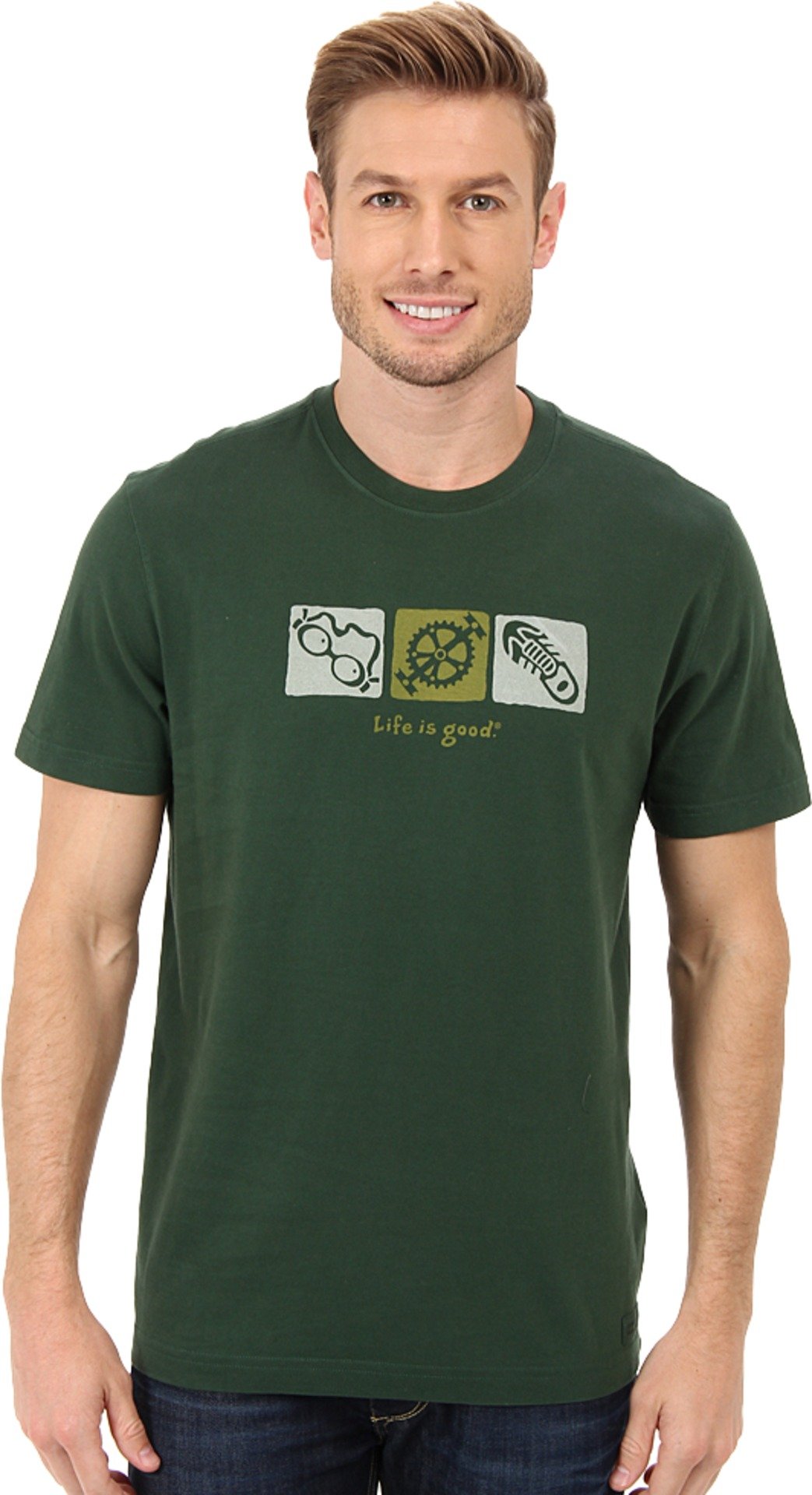 Life is Good Men's Crusher Elemental Tri T-Shirt (Woodsy Green)