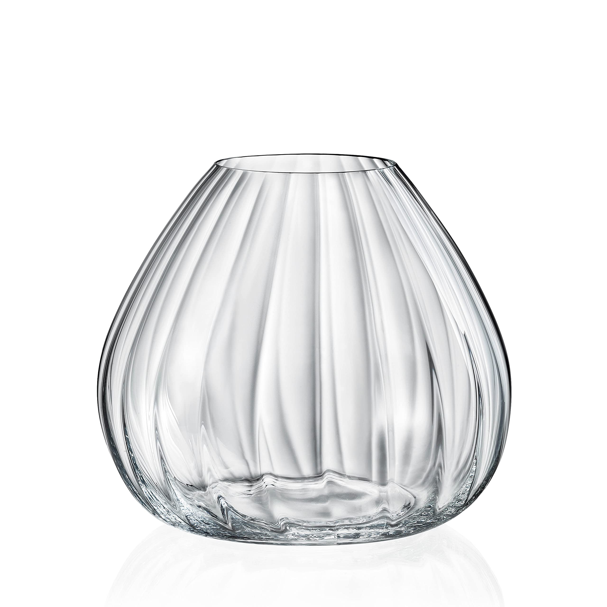 Crystal Bowl Vase - "Waterfall" - Lead Free Crystal Glass Bowl Vase- 18cm (7 inches wide) wedding table centrepiece