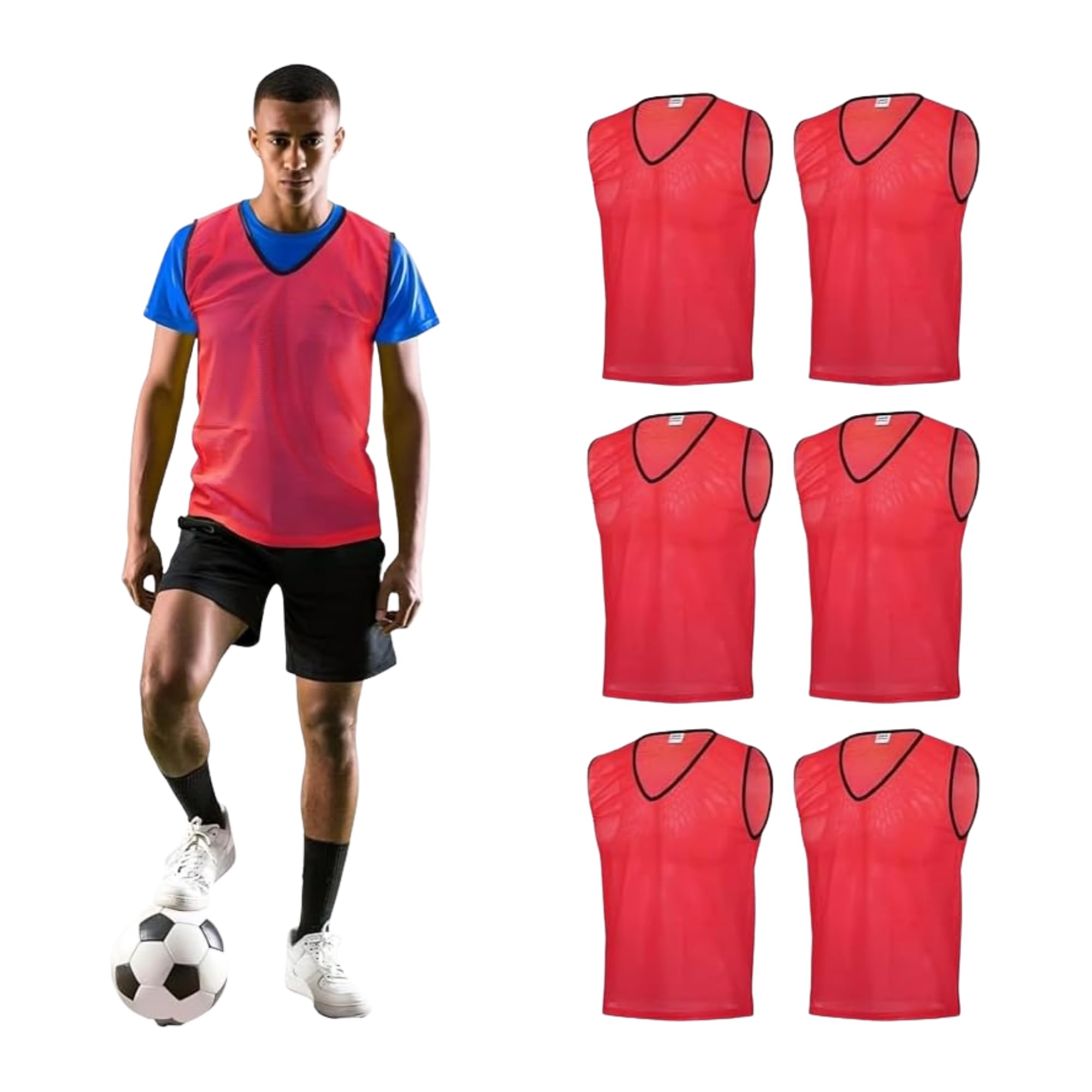 GSi Sports Pinnies – Packs of 6 or 12 – Free Size for Youth/Adult – Mesh Training Vests for Soccer, Basketball – 6 Color Options