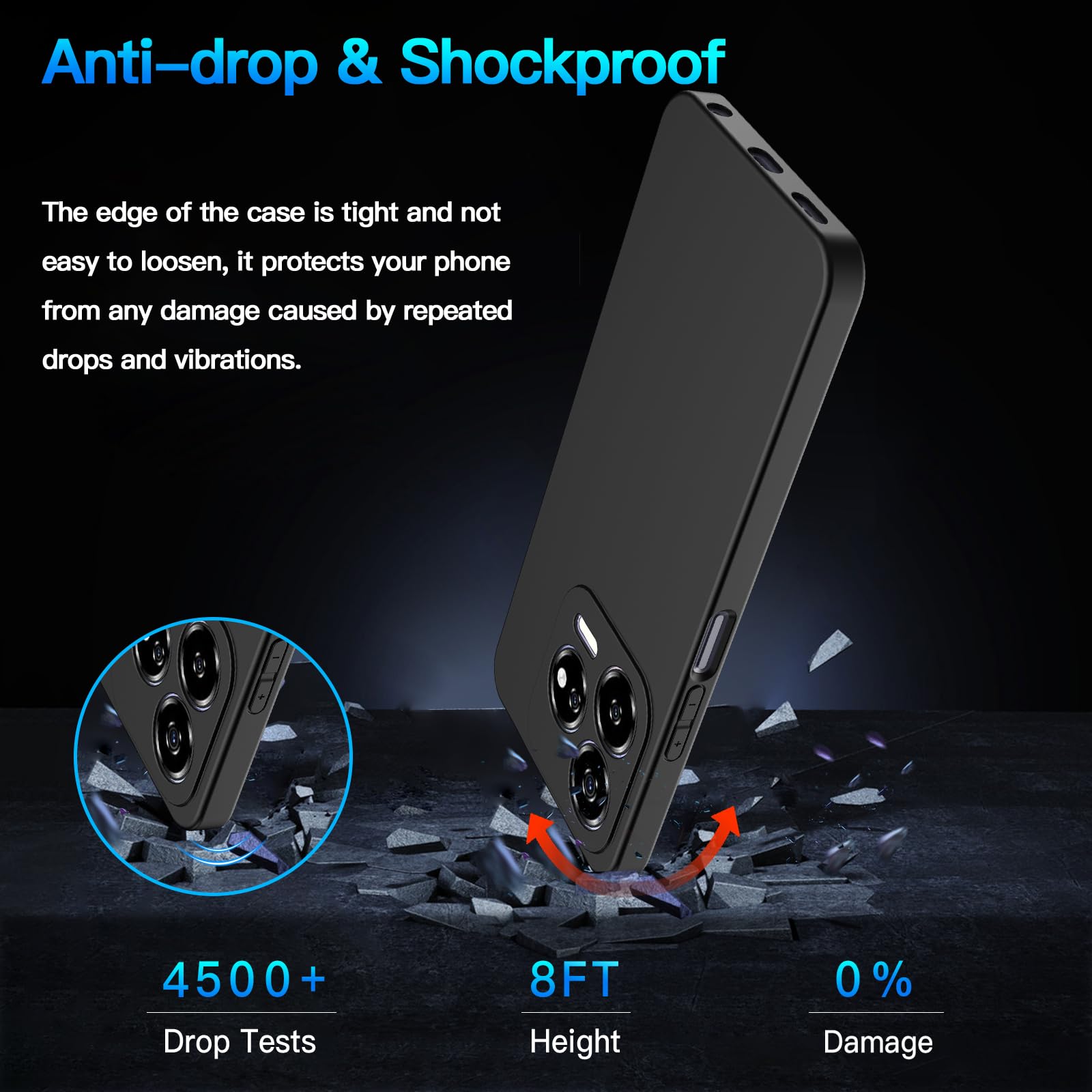 Cover Morbida + Vetro Temperato Per ZTE Blade V70 Vita (6.7'') - Custodia In Silicone TPU Nero E Pellicola Protettiva