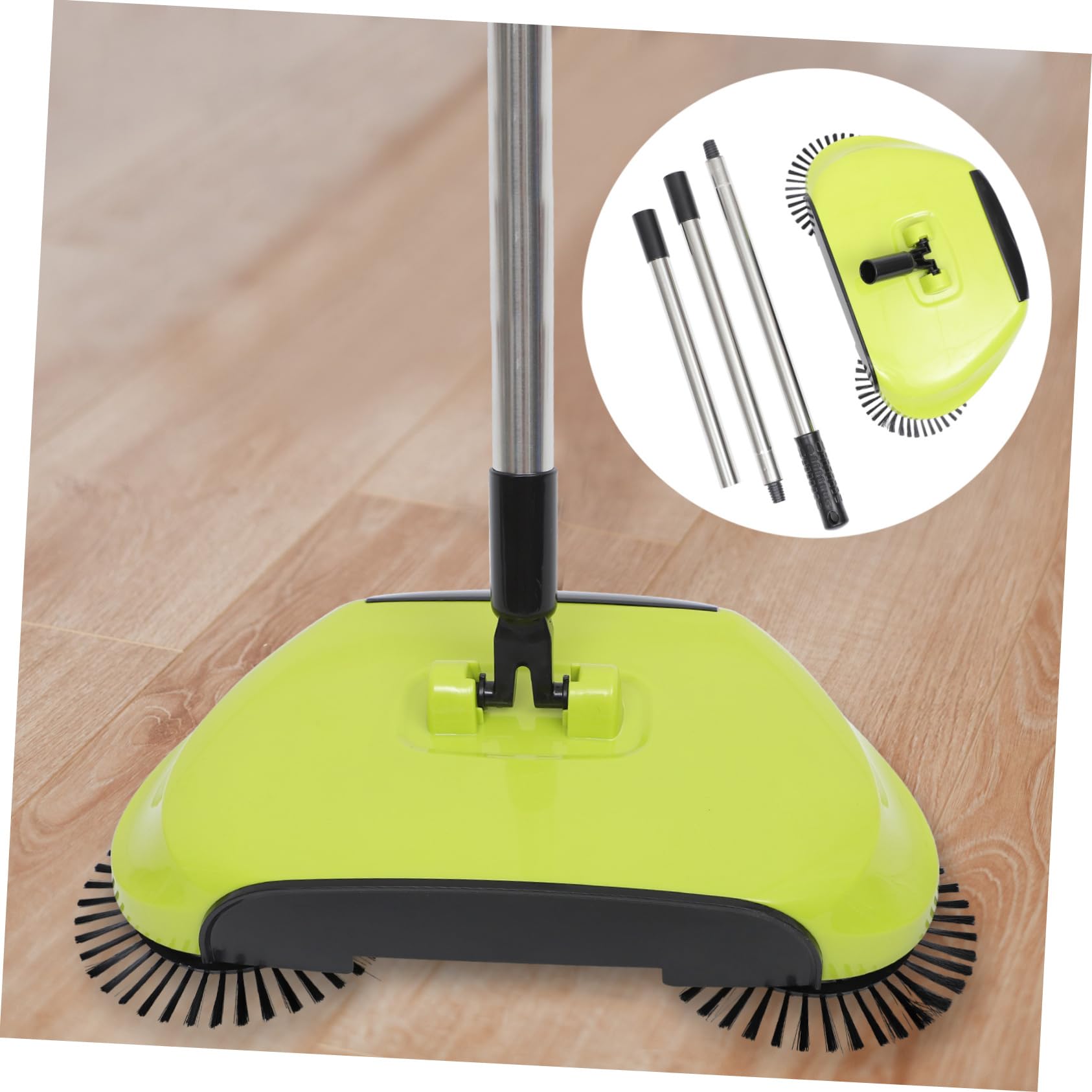 MAGICLULU 3-in-1 und Verstellbarem Griff Bodenkehrmaschine mit Automatischer Müllaufnahme 360° Drehbarem Schiebefeger für Beton und Keramikböden im Haushalt