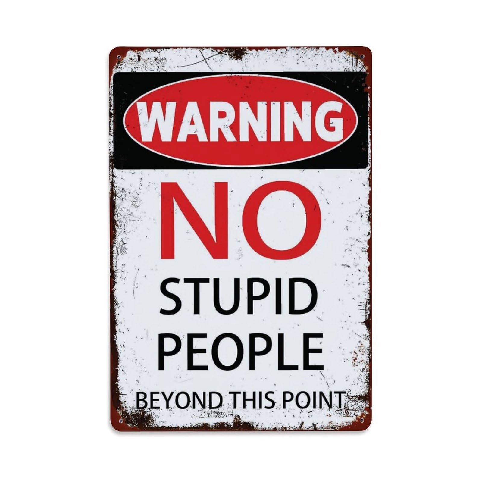 Funny No Stupid People Warning Vintage Plaque Vintage Aluminium Metal Sign, Retro Wall Decor for Home, Bar, Garage & Farmhouse 30x20cm