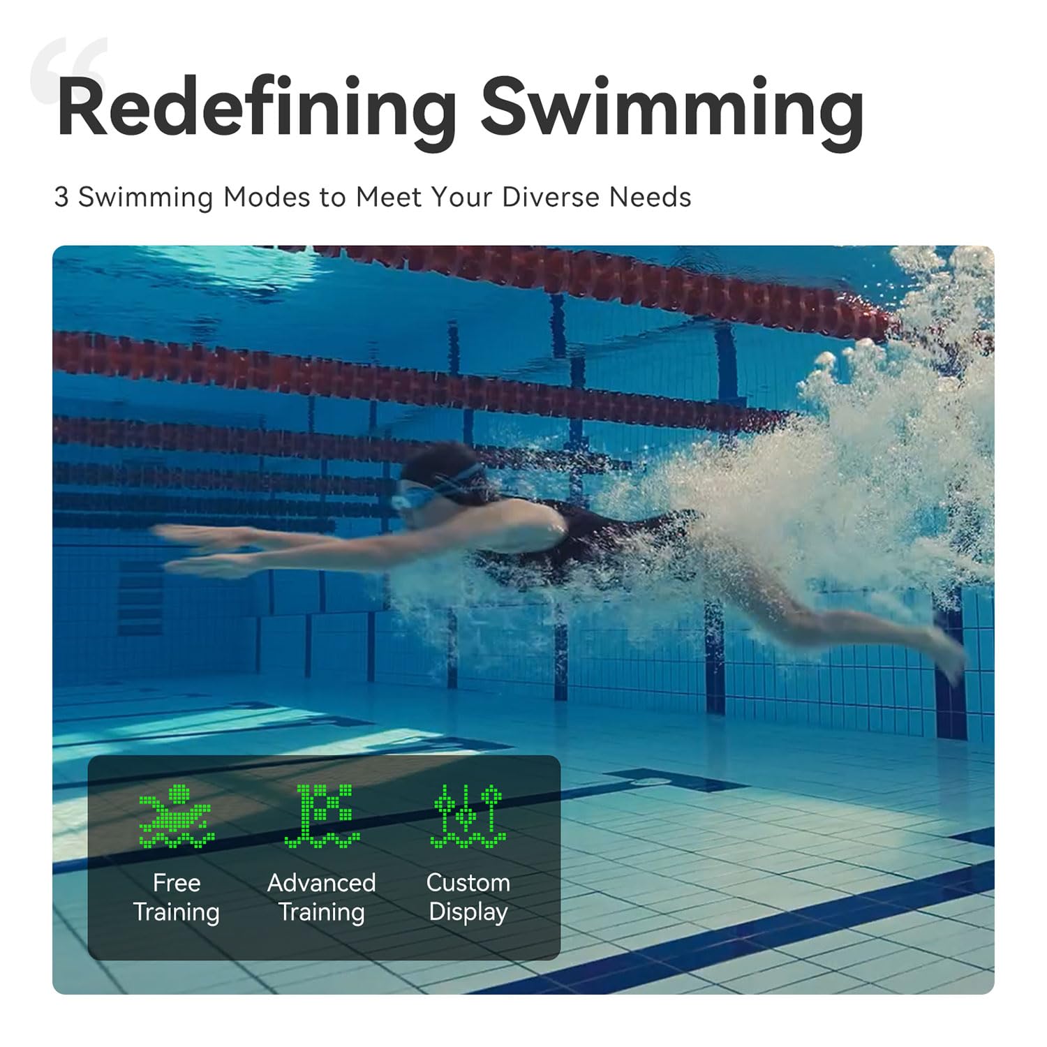 Occhialini da nuoto AR con fitness integrato IPX8 lenti -condensa e - graffi coaching basato su intelligenza artificiale visualizzazione dati in tempo reale tramite OLED trasparente compatibili l app