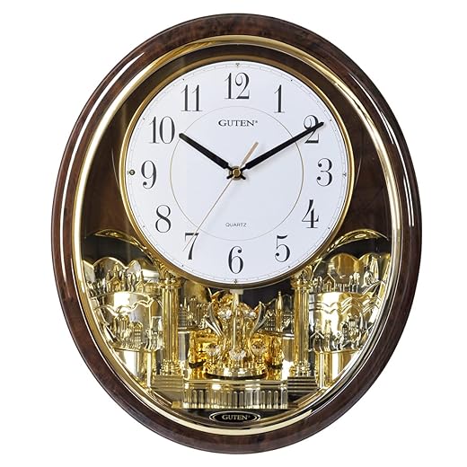 Melody & Chime Motion Wall Clock with Rotating Pendulum, Decorative Wall Clock, for Home, Hotel