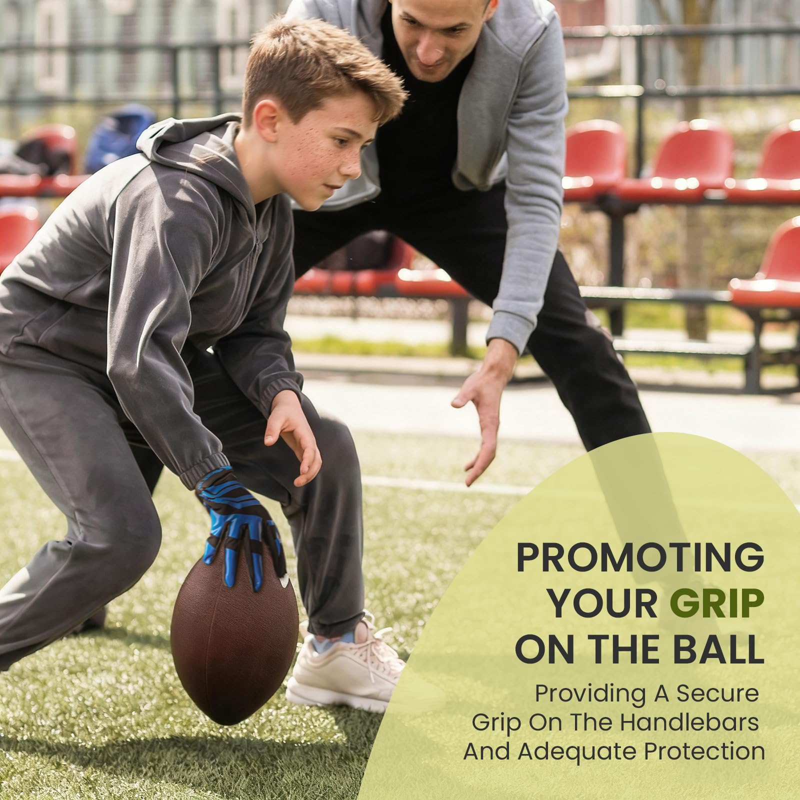 FINGER TEN Football Receiver Gloves Youth Receiving Gloves Pro 3.0 Durable Breathable Flexible for Kids Boys Girls in White Red Black Blue Small Large Medium X-Large (B-Blue, Medium)