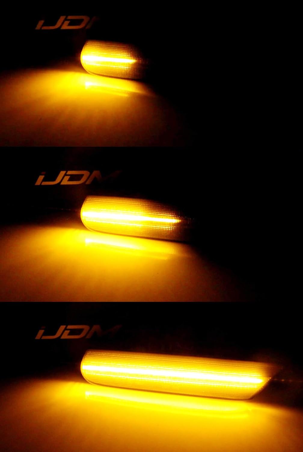 iJDMTOY Euro Dark Smoked Lens Amber Full LED Sequential Blink Front Side Marker Light Kit Compatible With Porsche 911 Carrera 996 986, Powered by 60-SMD LED, Replace OEM Amber or Clear Sidemarker