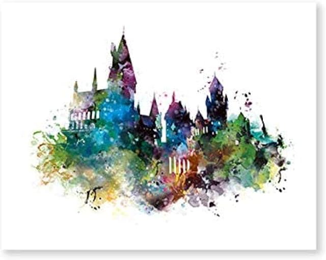 DPFRY Watercolor Hogwarts Castle Art Canvas Painting Mural Film Canvas Print Hogwarts Poster Decoration Px118Wq 40X60Cm Frameless