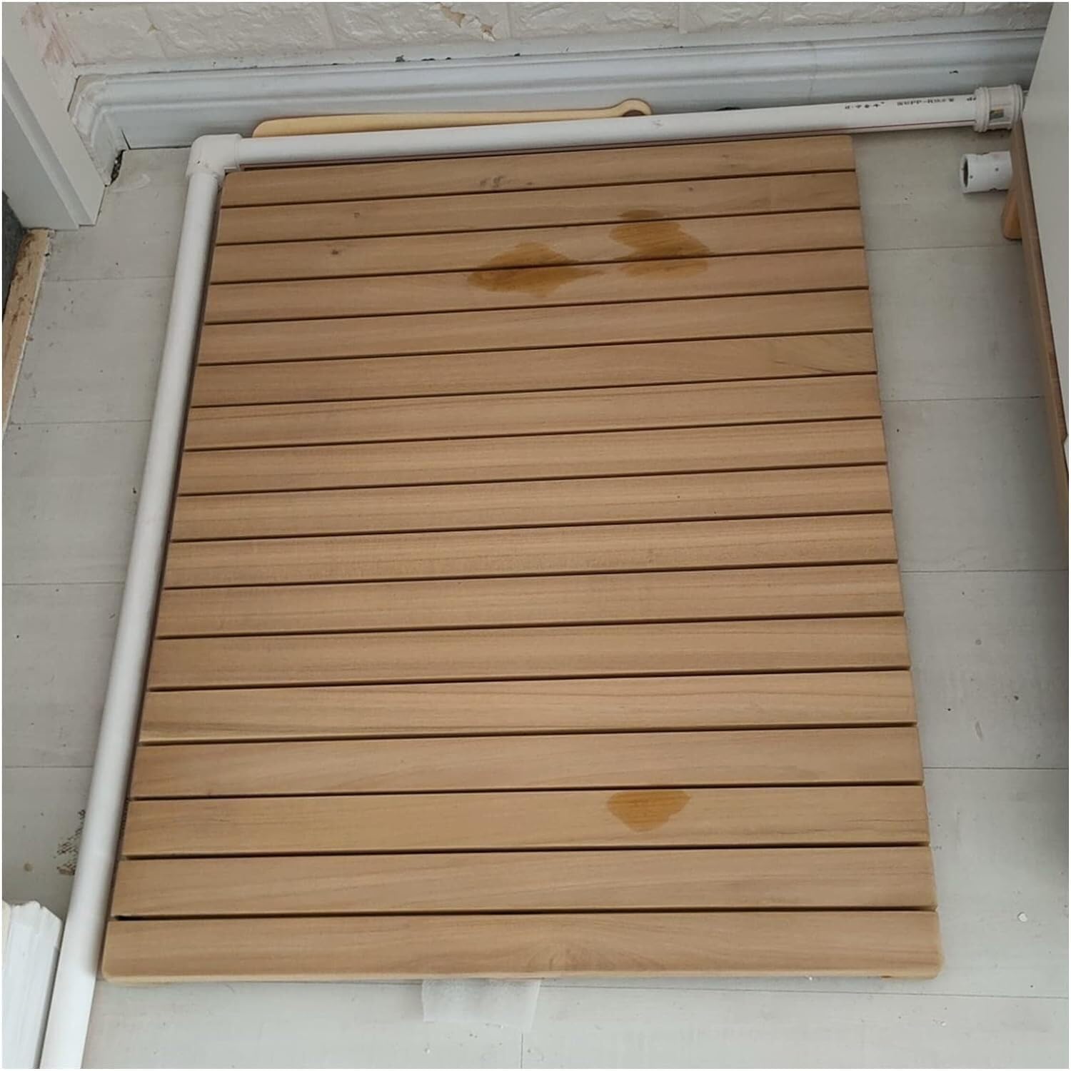 BHGFYXBS Wood Shower Bath Mat Non-Slip Tub Foot Pad Bathroom Drain Board Doorway Floor Pedal Custom Size,Wood Color-70x80cm