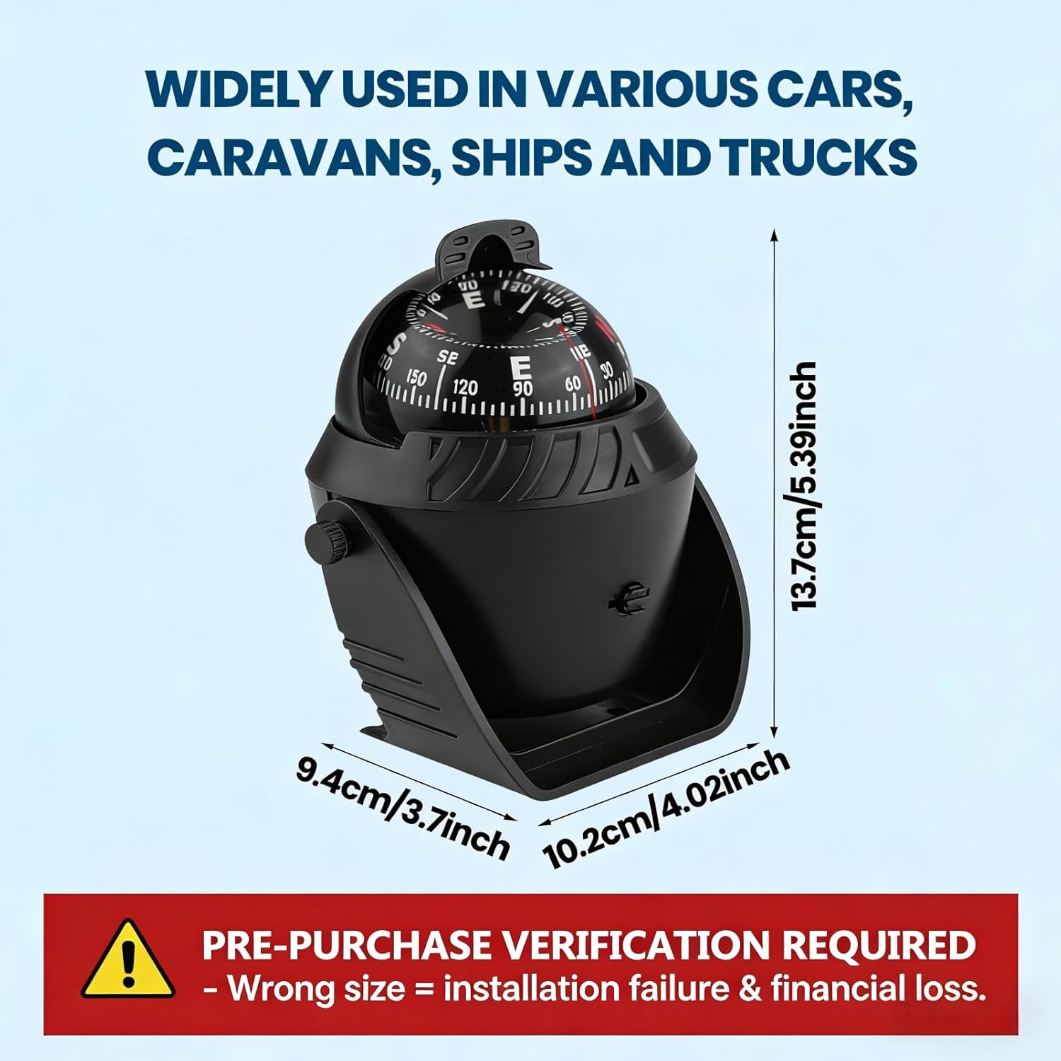 Vehicle Dashboard Compass LED Light Auto Dash Mount Navigation Automobile Direction Indicator for Car Boat Truck