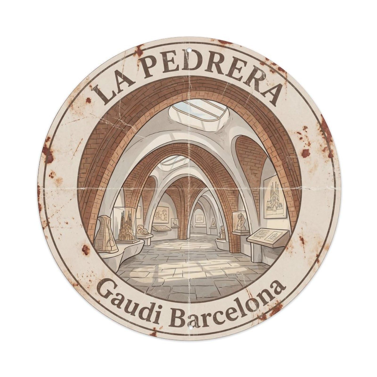Vintage Travel Casa Mila Spain Barcelona Gaudi Metal Tin Sign Plaque