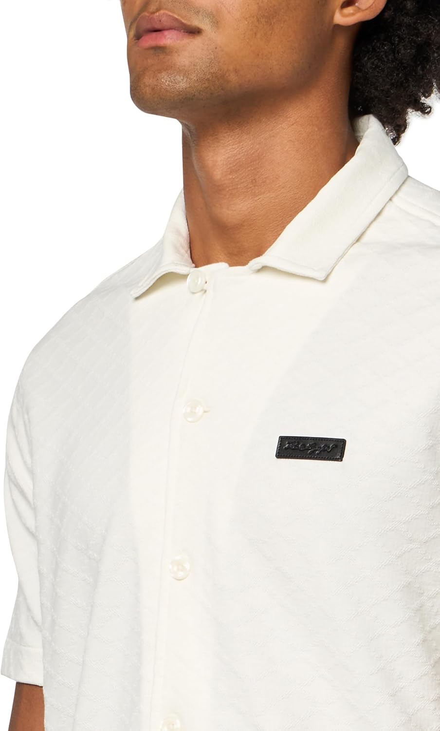 KARL LAGERFELD Mens Knit Short Sleeve Button Front Woven Dress - Image 3