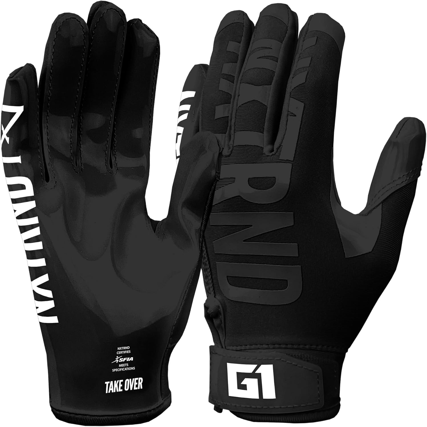 Nxtrnd G1 Youth Football Gloves, Kids Sticky Receiver Gloves Black Youth Small
