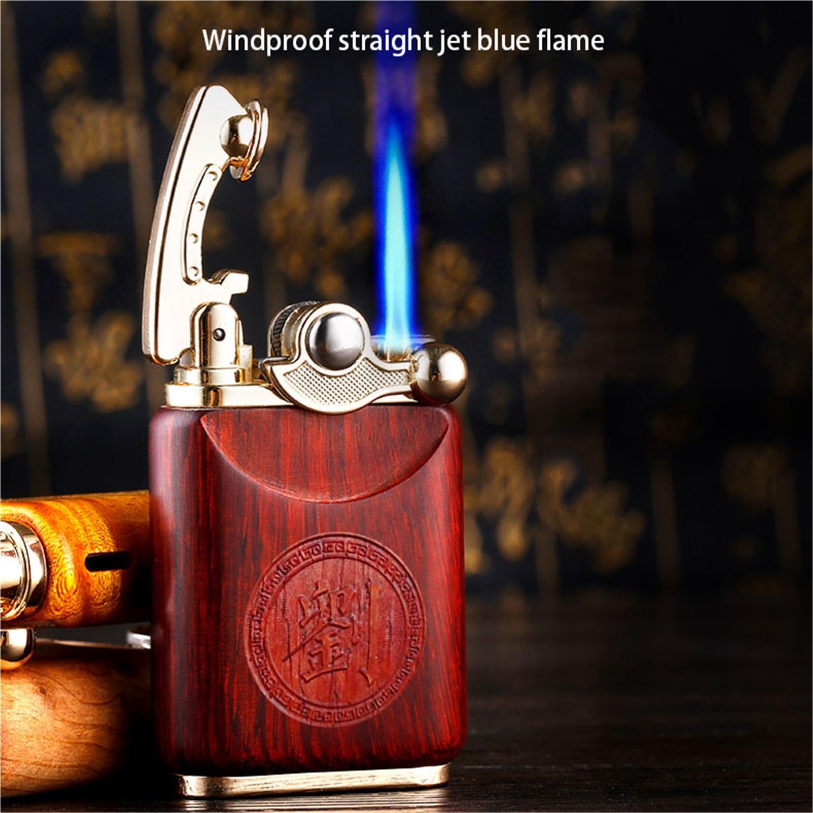Encendedor resistente al viento, tamaño de llama ajustable, butano reciclable, ideal para puros, barbacoas, camping, gran regalo para hombres