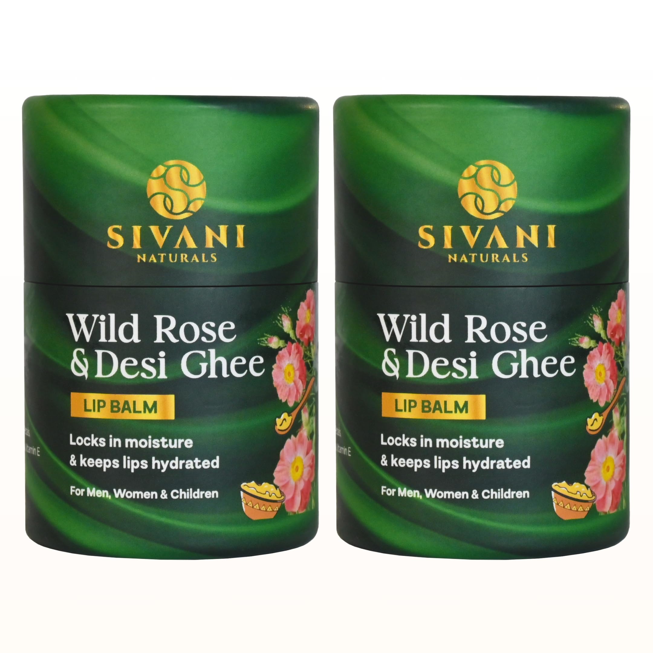Naturals Wild Rose & Desi Ghee Intense Repair & Fortifying EO Lip Balm Chemical-Free, Lasts All Day, Super Value (Pack of 2)