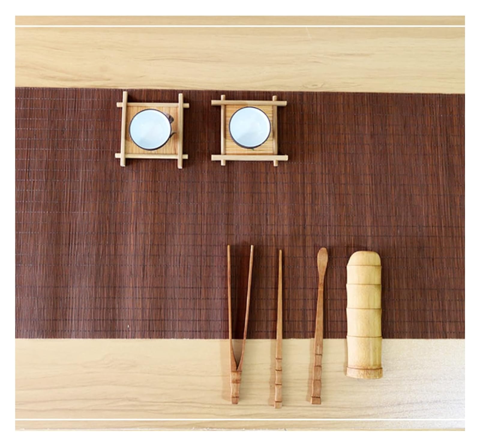 Chemin de Table en Bambou, Tapis en Bambou Marron, décoration de Table d'hôtel de Salon de thé, Sets de Table imperméables et isolants Thermiques(40 * 250cm)