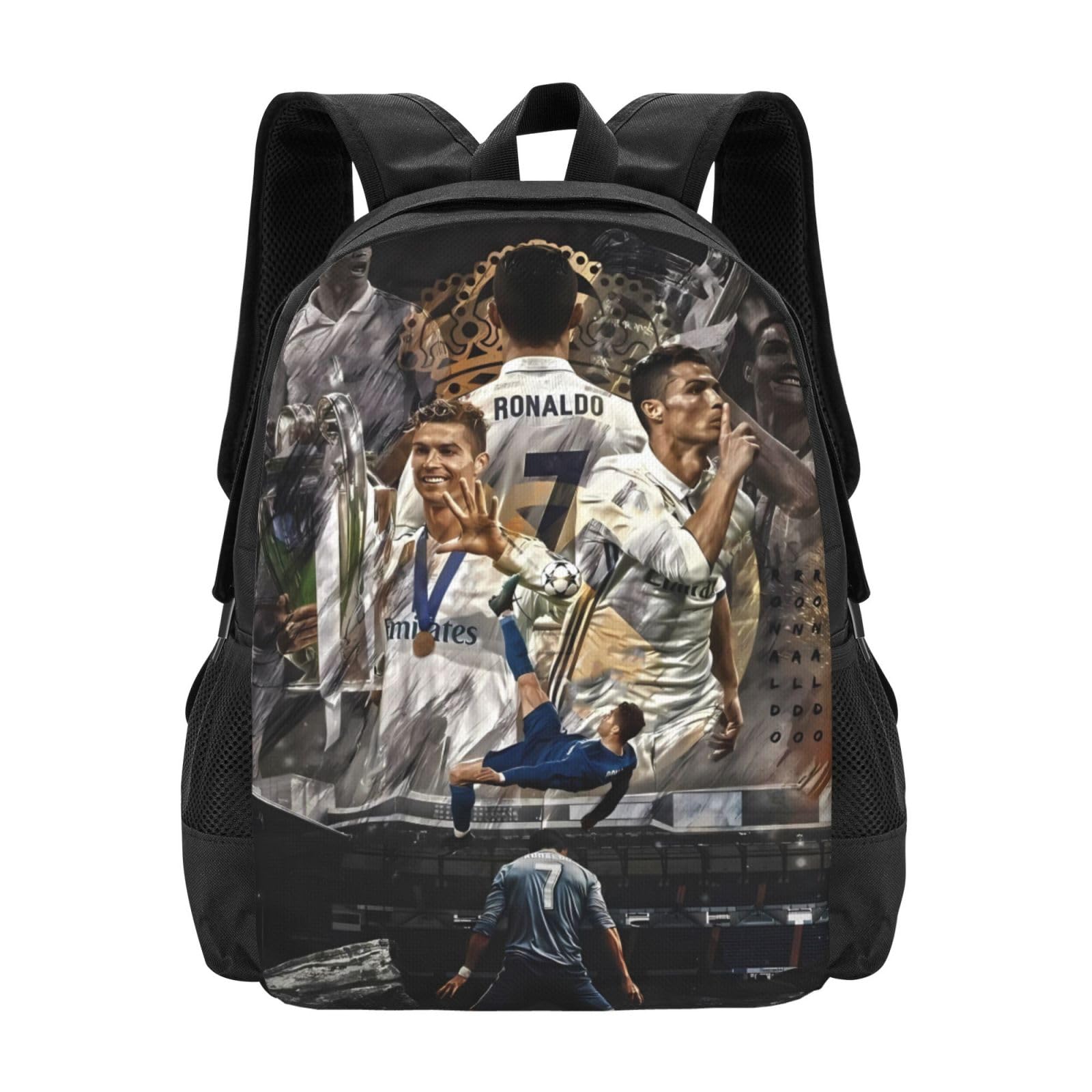 #7 Ronaldo Adult Simplicity Backpacks Bag Laptop Bag Bookbag Backpack 16.5 Inch For Daily, Black