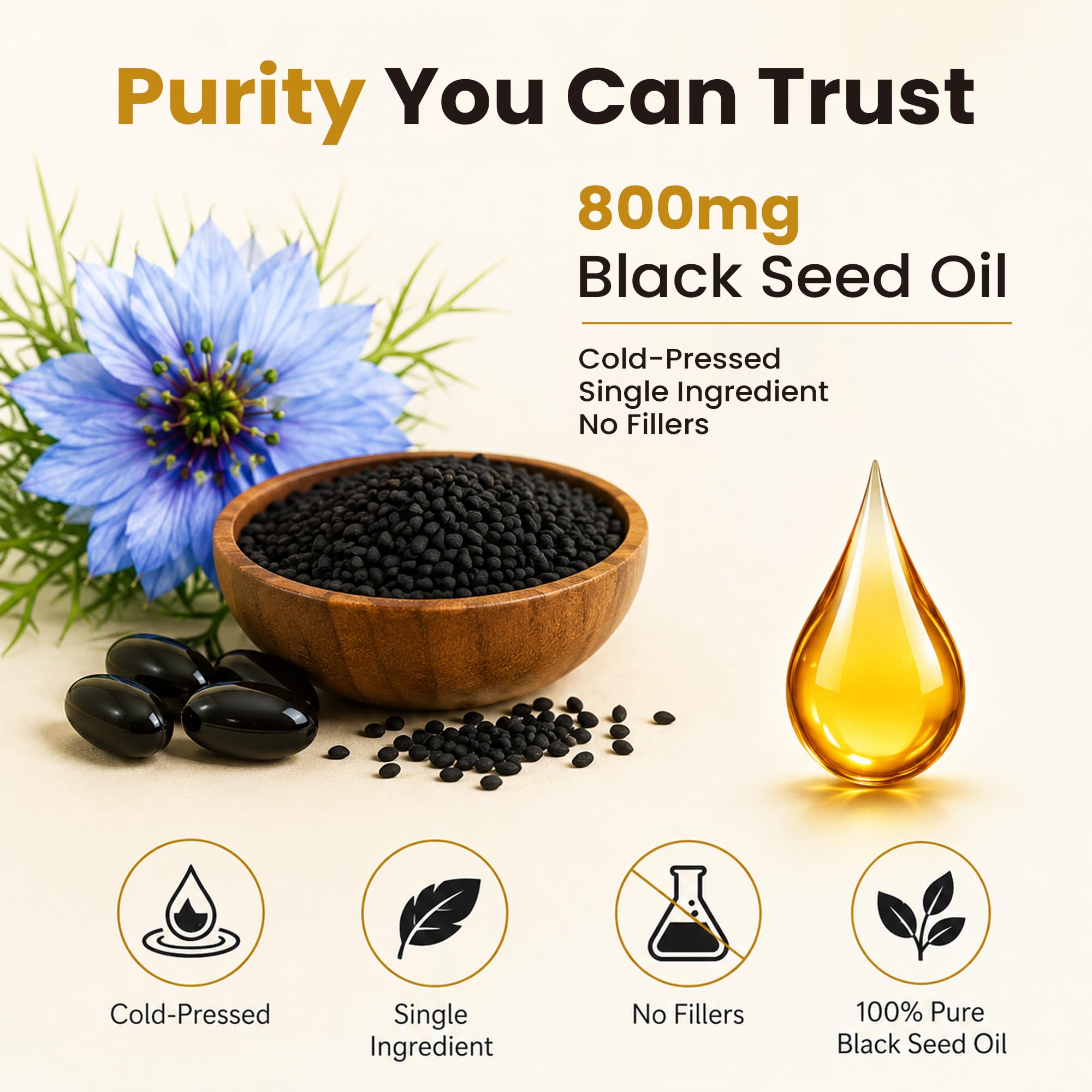 Ethiopian Black Seed Oil 800mg | 240 Softgels | Cold Pressed Nigella Sativa Supplement | Immune Support, Energy & Daily Wellness | Non-GMO, Gluten-Free, Soy-Free — Amazon image 2