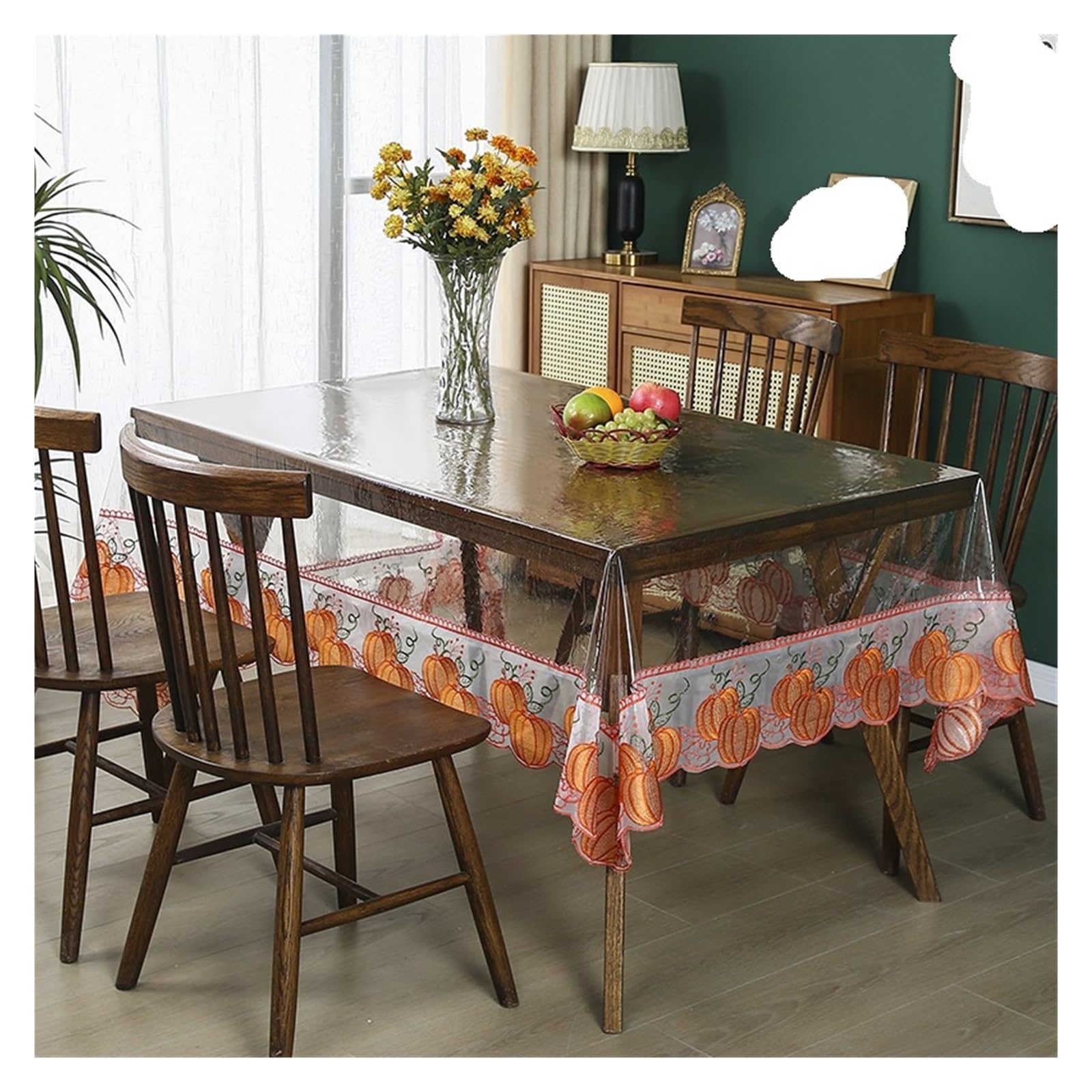 Ygmnqal Color3 Transparent Pvc Tablecloth Lace Embroidered