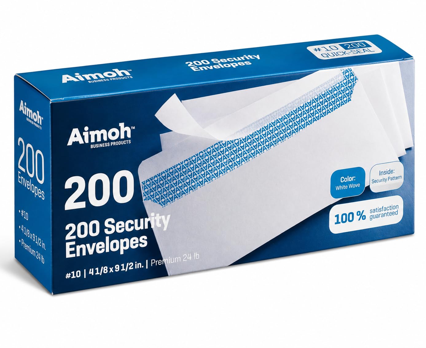Aimoh #10 Security Mailing Envelopes Letter Size, Self Seal, 200 Count