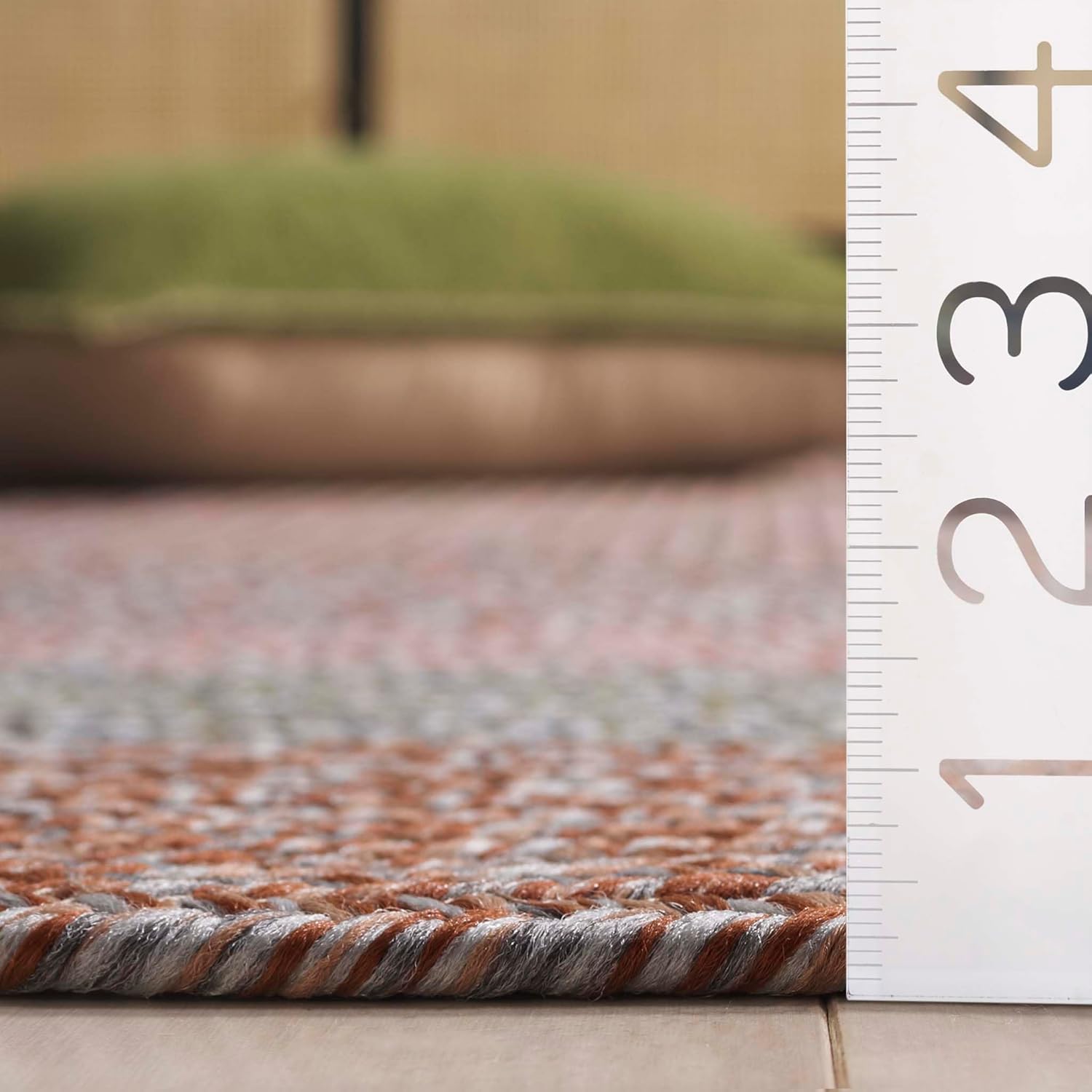 SAFAVIEH Washable Rug Outdoor Braided Collection - 2'3" x 8' Runner, Brown & Grey Pink, Handmade & Reversible, Non-Shedding & Easy to Clean, Ideal for Patio, Backyard, Mudroom (BRD318G)