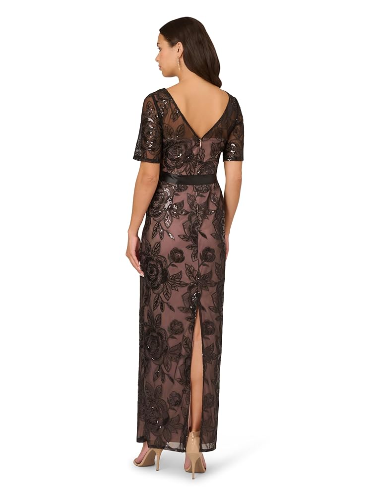 【海外限定】AdriannaPapell ドレス☆Lace Embroidery Black Dre ADRIANNA PAPELL Lace embroidery dress | Harvey Nichols